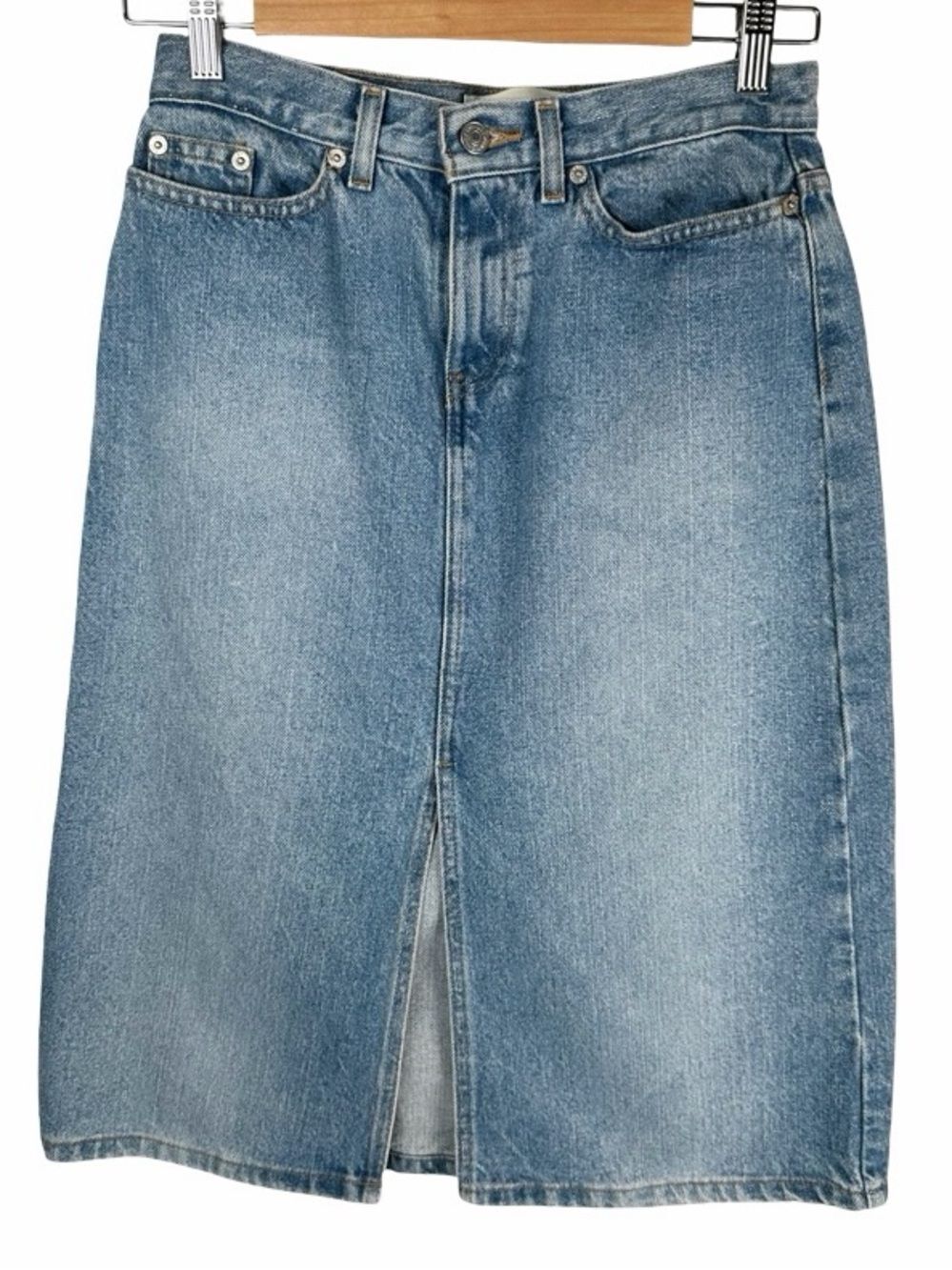 Gap Jeans Vintage Blue Denim Slit Front Knee Length Classic Skirt Women’s Size 2